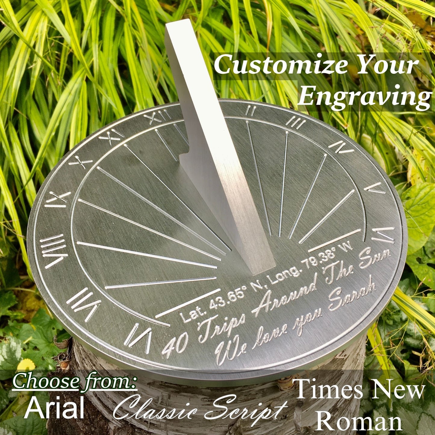 Custom 40th Birthday Engraved Sundial Gift
