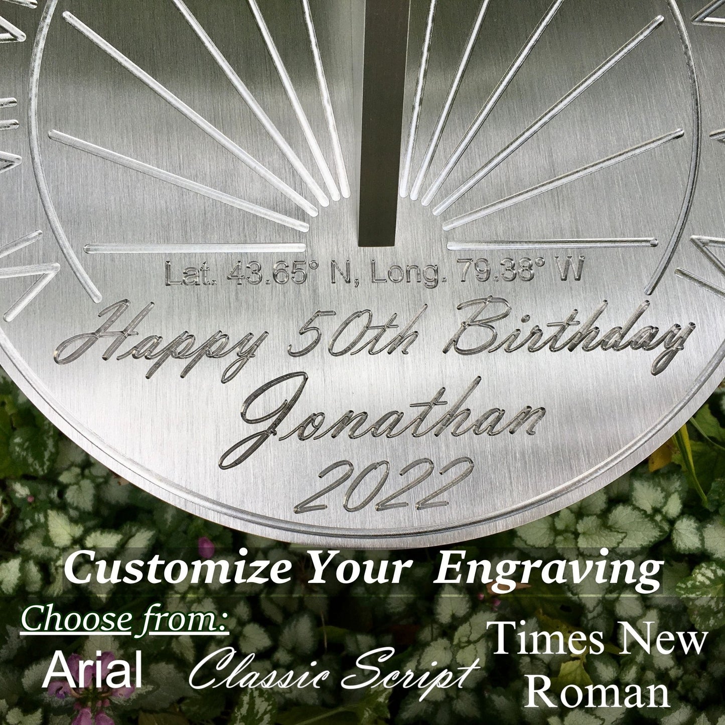 Custom 50th Birthday Engraved Sundial Gift