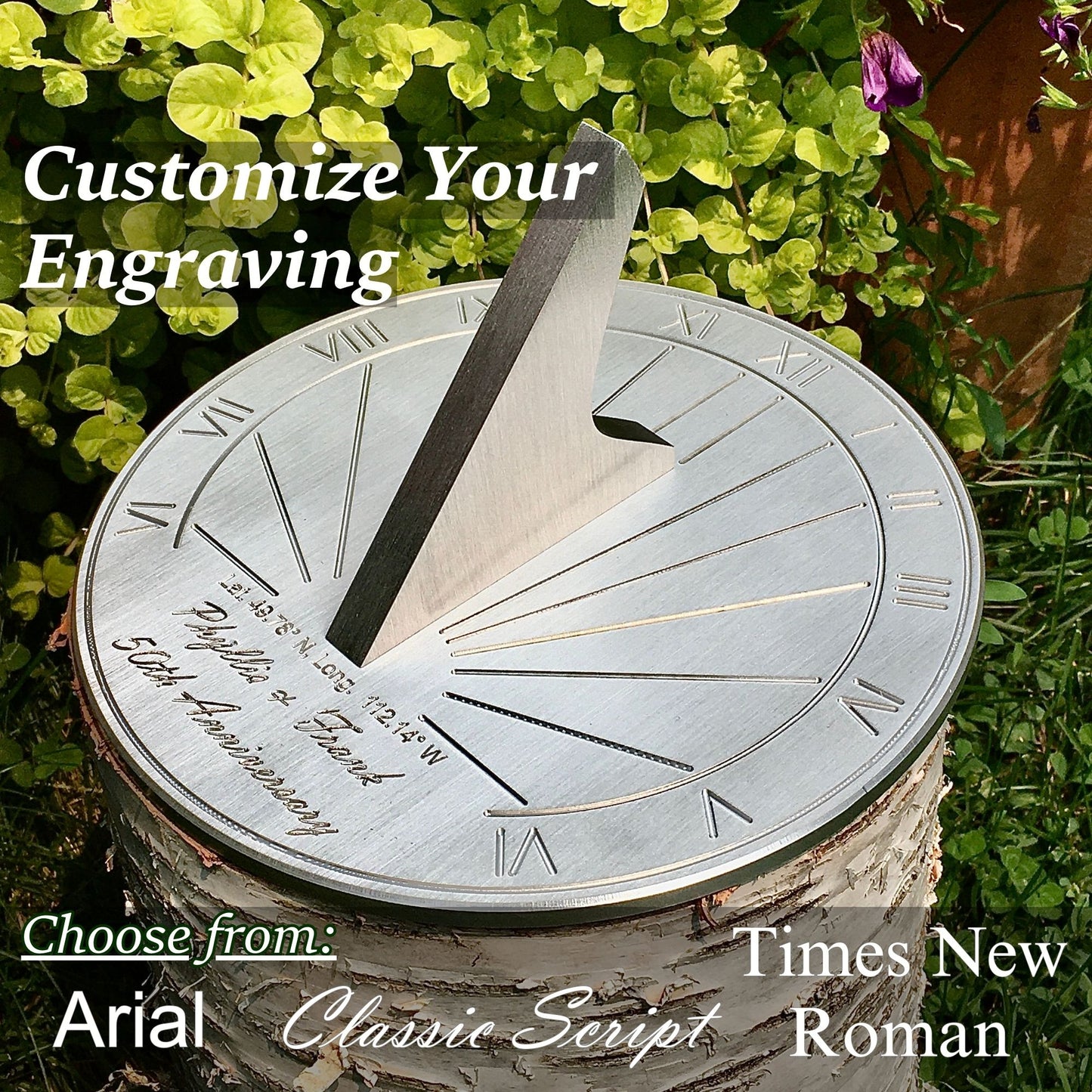 Custom 50th Wedding Anniversary Engraved Sundial Gift