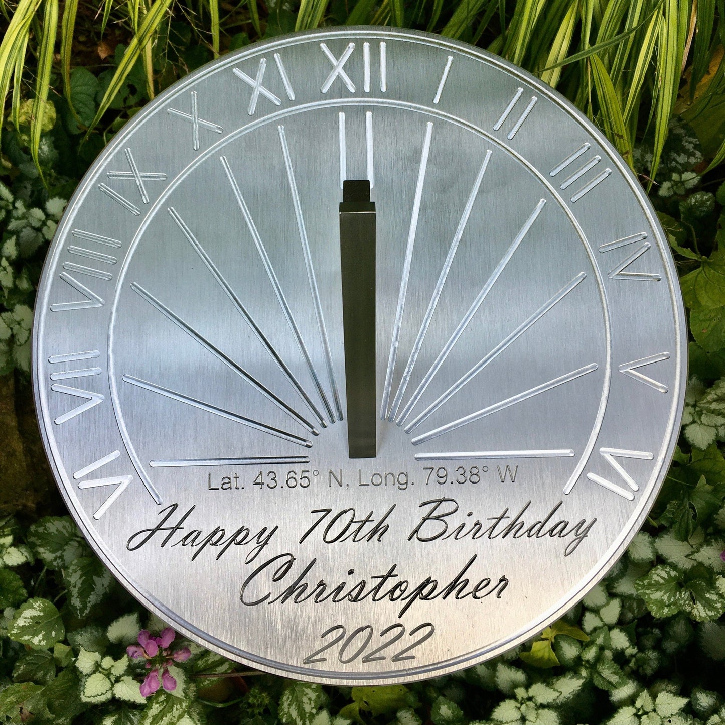 Custom 70th Birthday Engraved Sundial Gift
