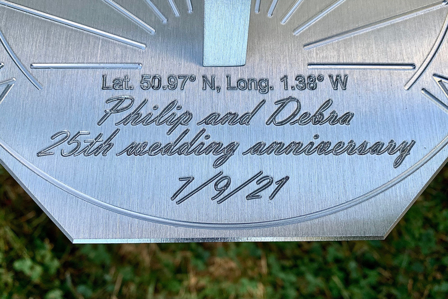 Custom 25th Wedding Anniversary Engraved Sundial Gift