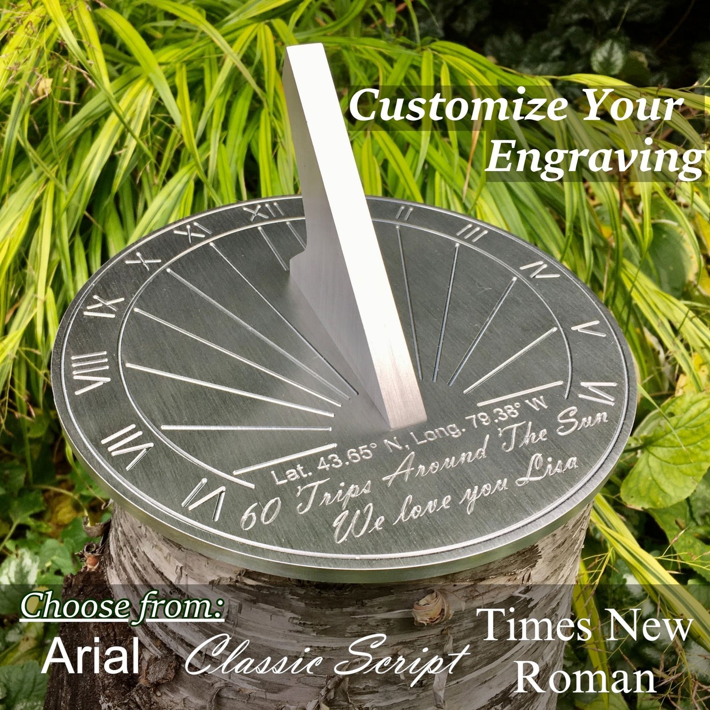 Custom 60th Birthday Engraved Sundial Gift