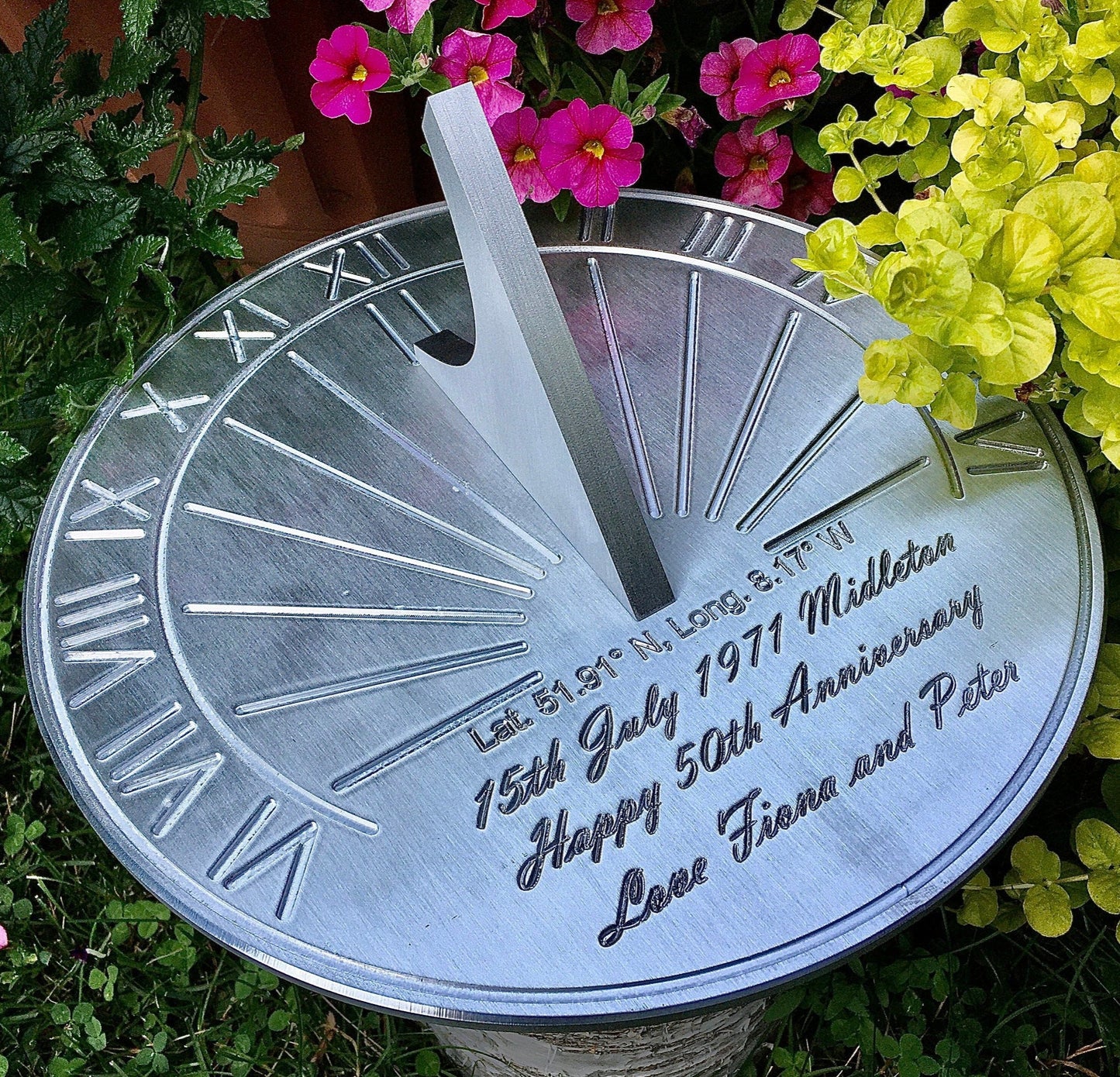 Garden sundials for sale in Toronto, being displayed as a replica personal anglo-saxon sundial.