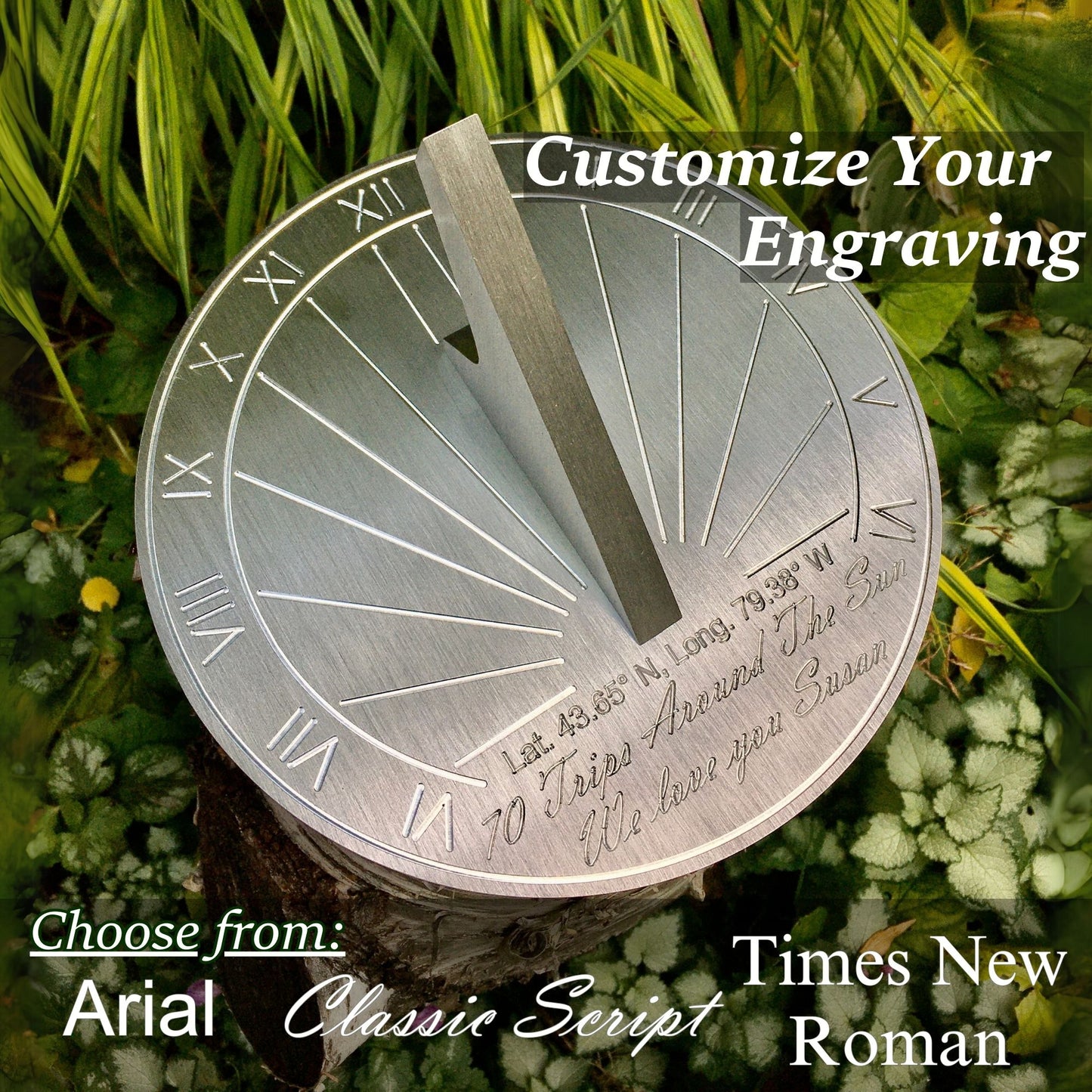 Custom 70th Birthday Engraved Sundial Gift