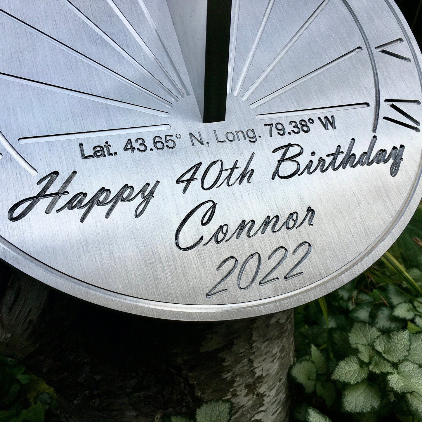 Custom 40th Birthday Engraved Sundial Gift