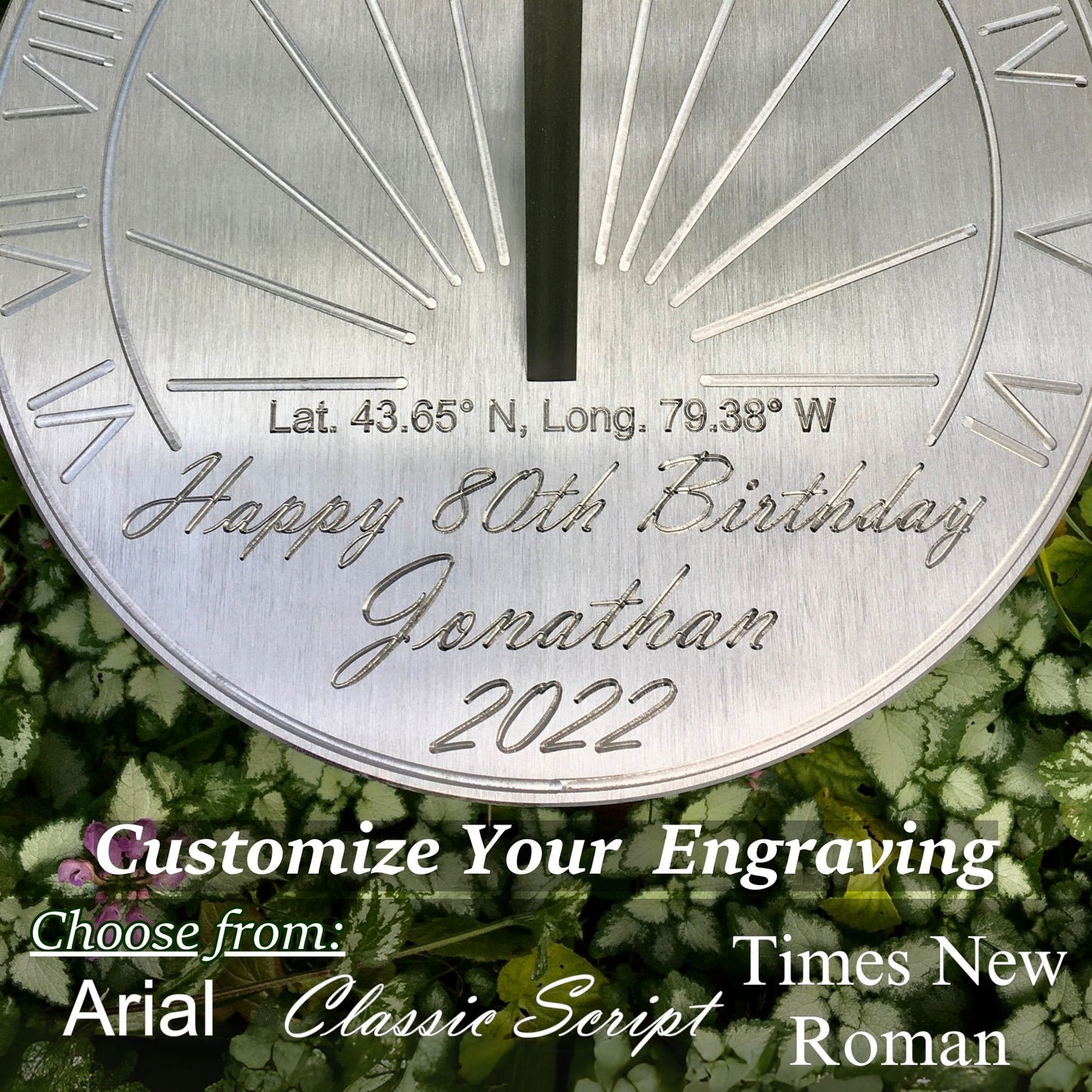 Custom 80th Birthday Engraved Sundial Gift