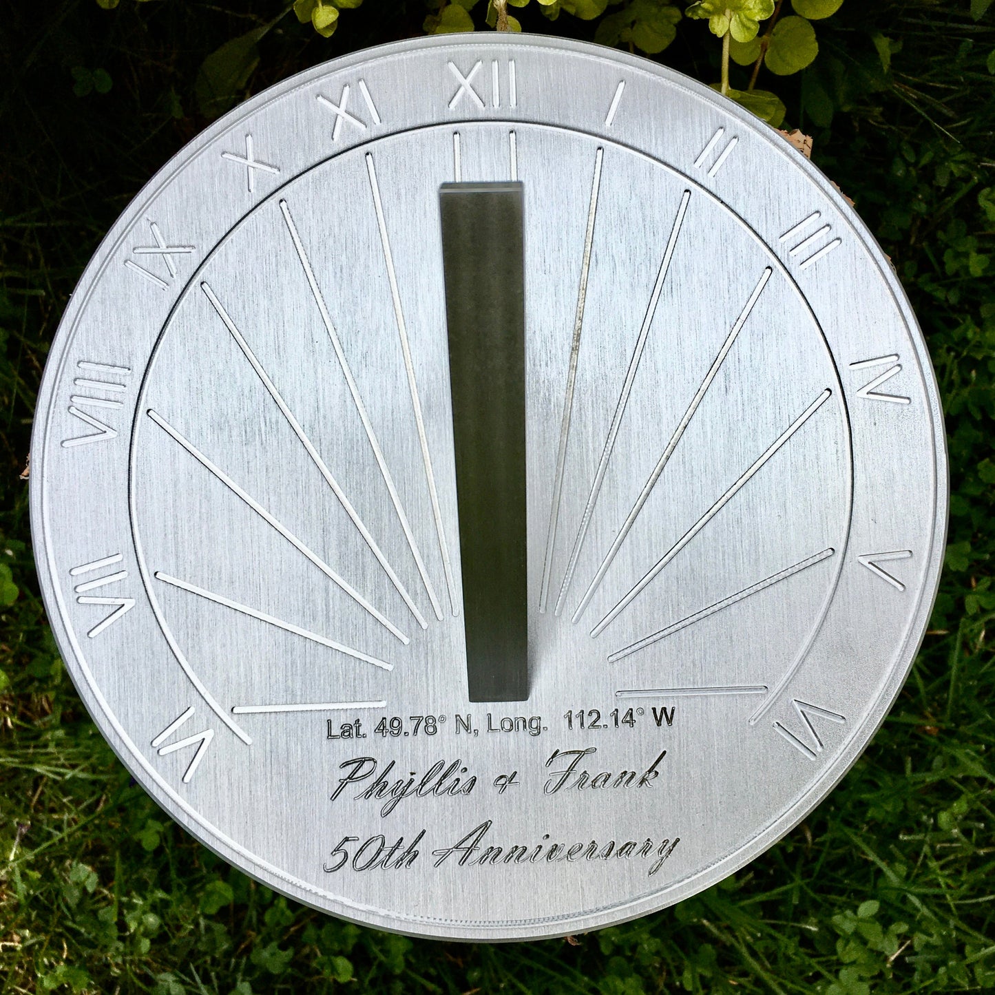 Custom 50th Wedding Anniversary Engraved Sundial Gift