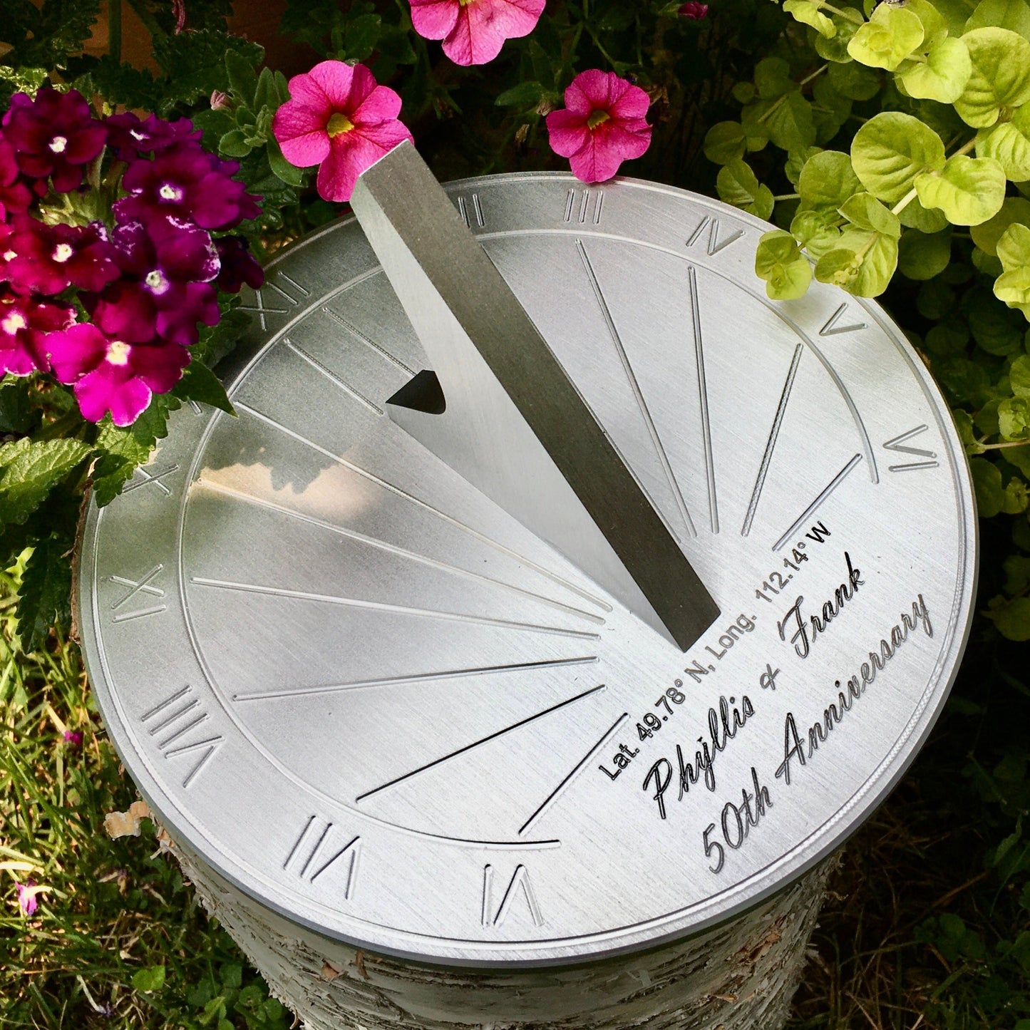 Custom 50th Wedding Anniversary Engraved Sundial Gift