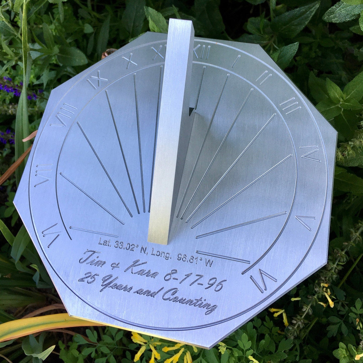 Custom 25th Wedding Anniversary Engraved Sundial Gift