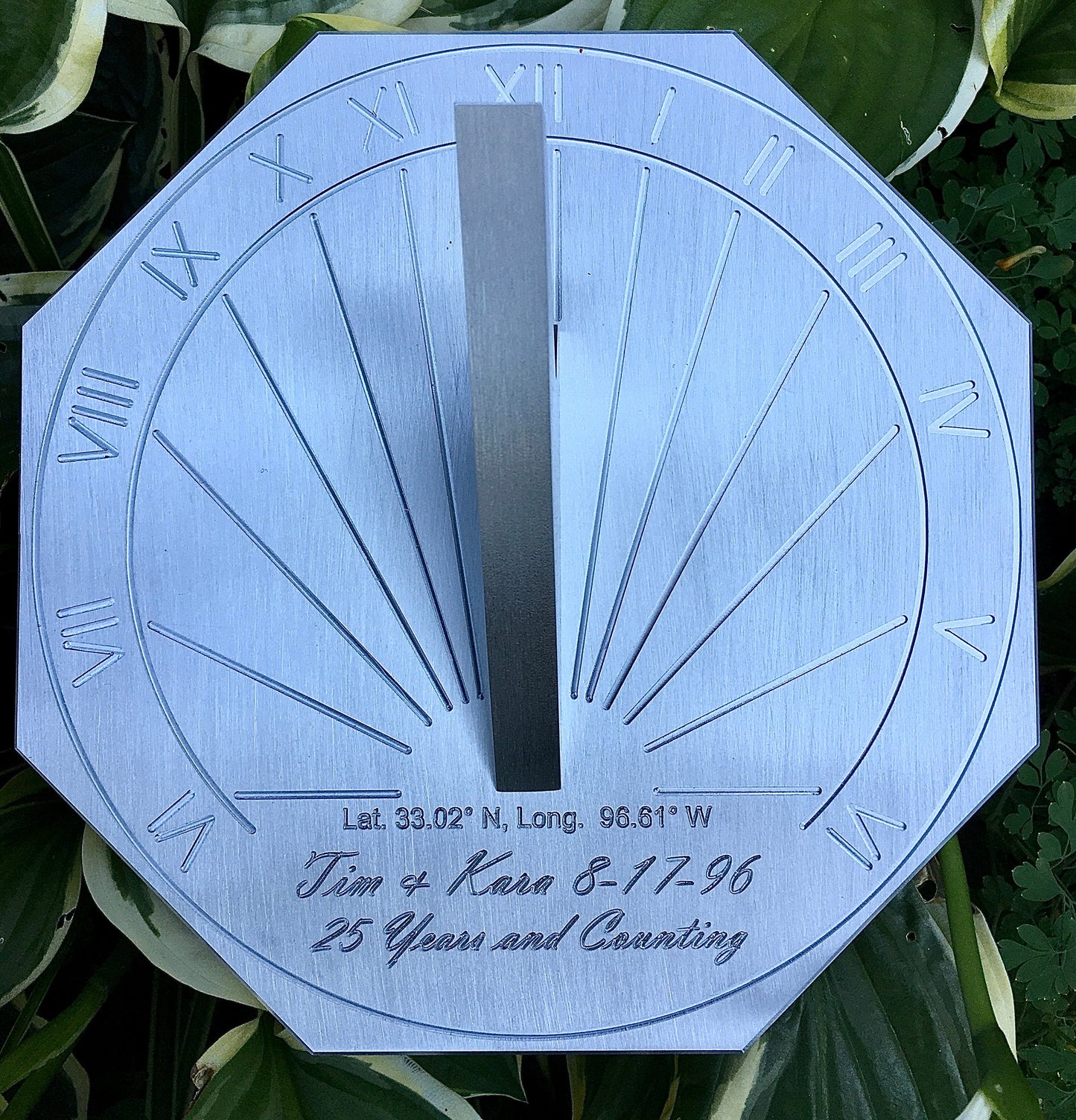 Custom 25th Wedding Anniversary Engraved Sundial Gift