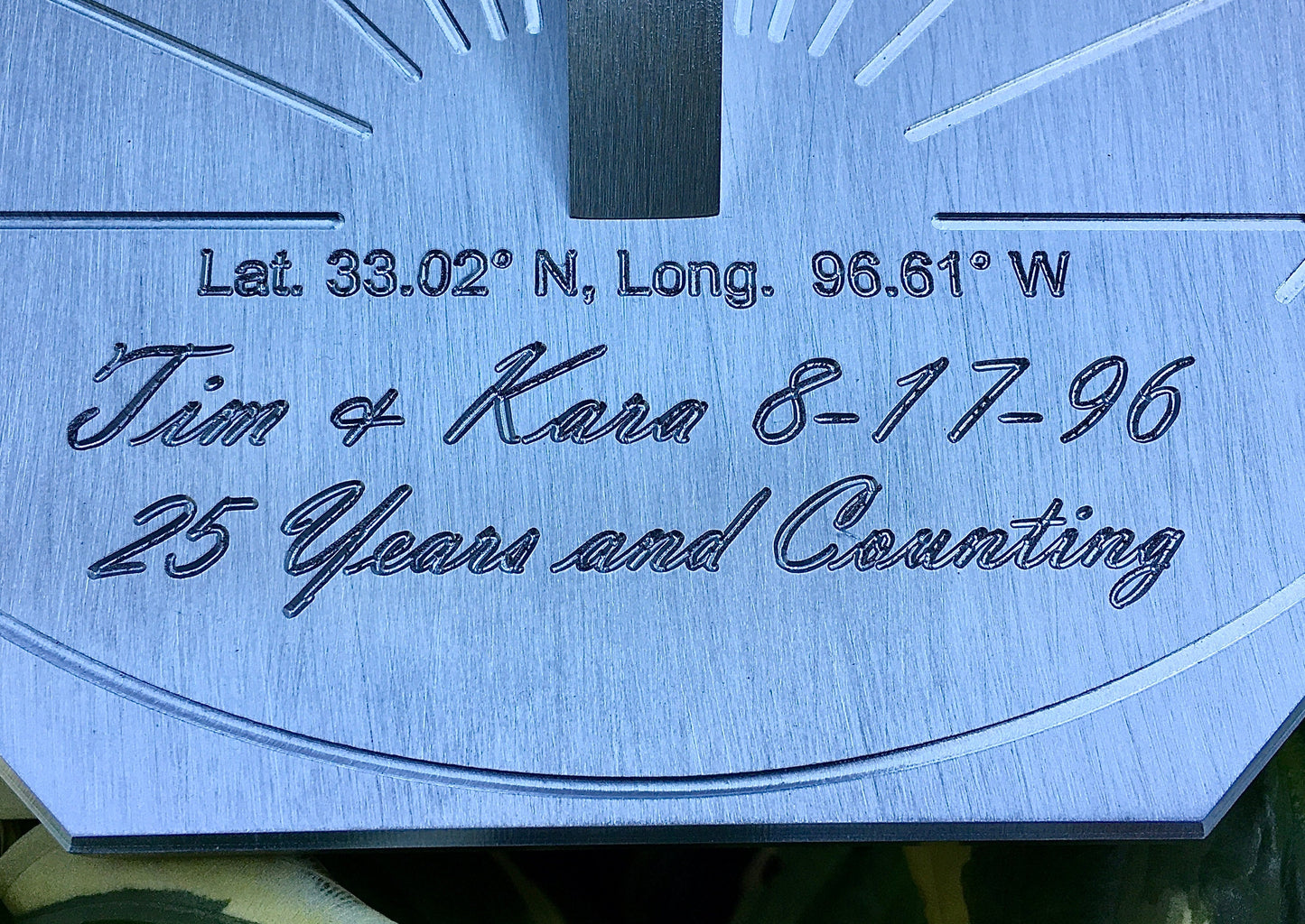 Custom 25th Wedding Anniversary Engraved Sundial Gift