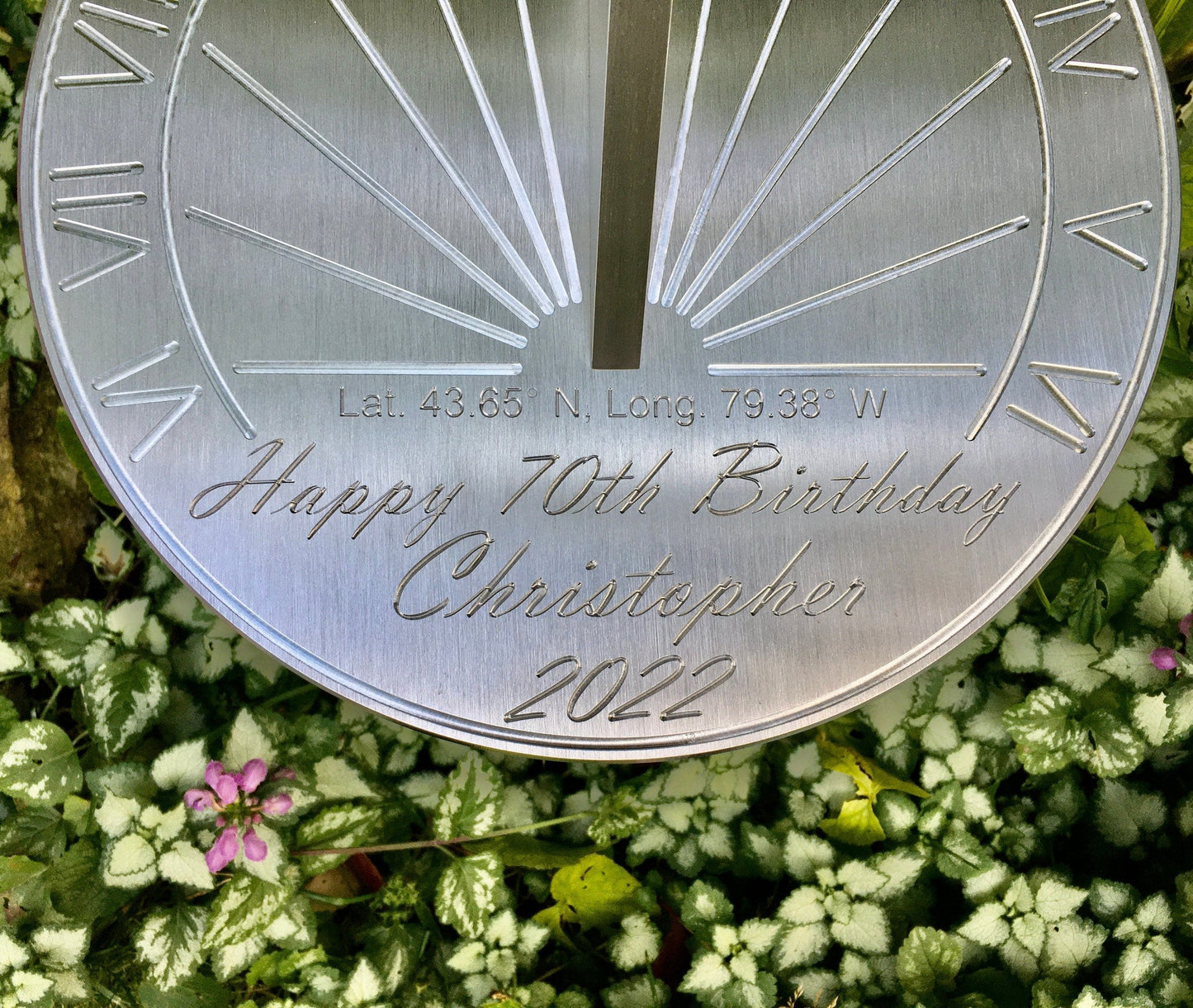 Custom 70th Birthday Engraved Sundial Gift