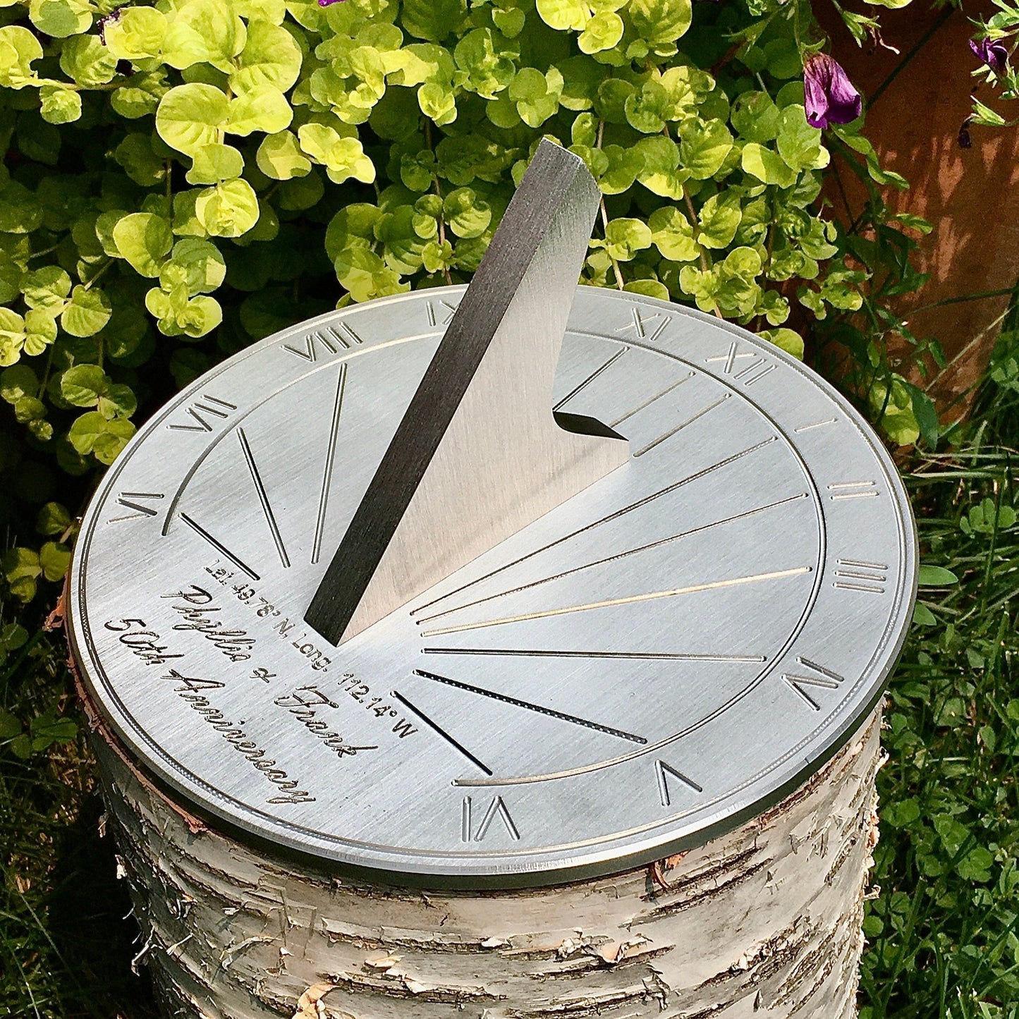 Custom 50th Wedding Anniversary Engraved Sundial Gift