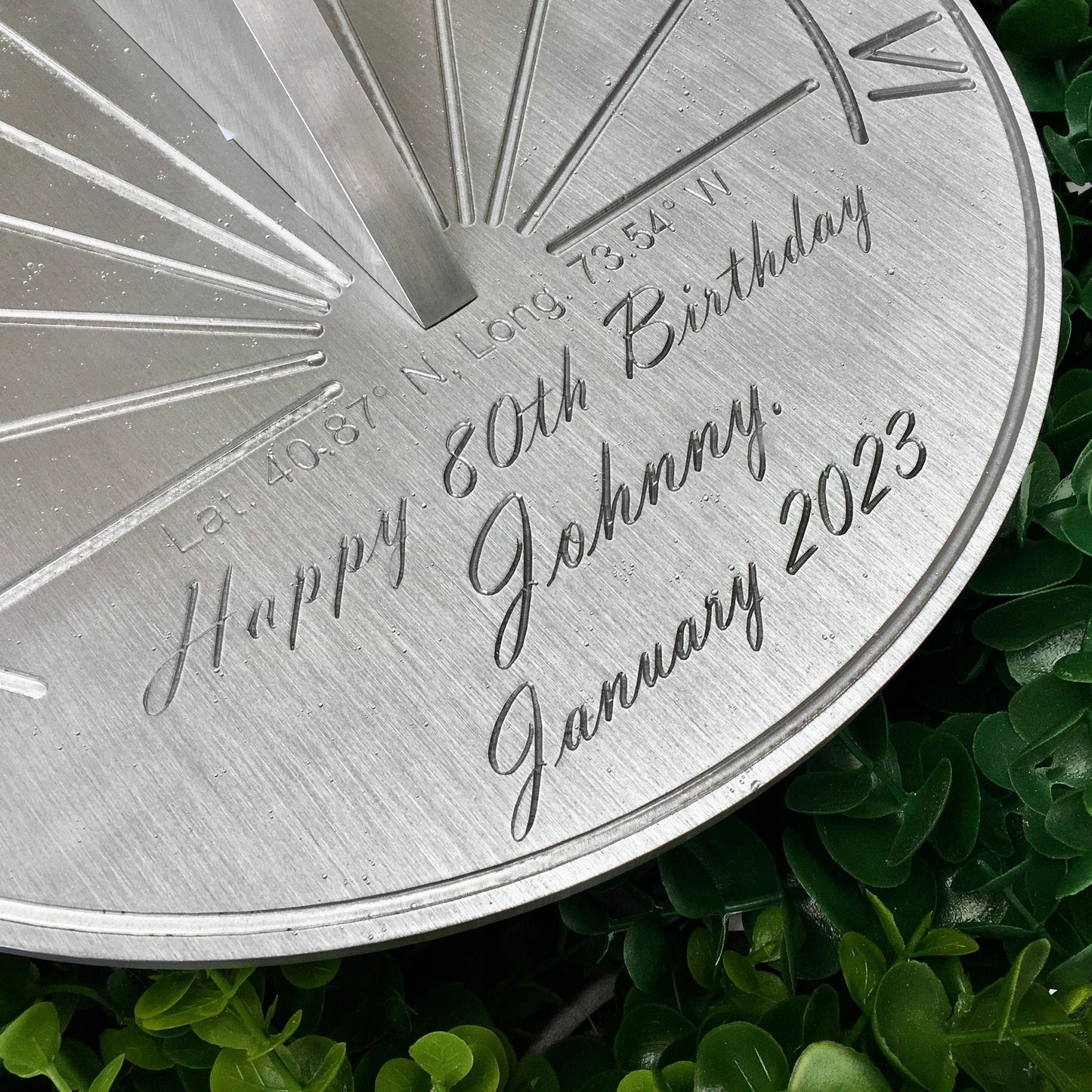 Custom 80th Birthday Engraved Sundial Gift