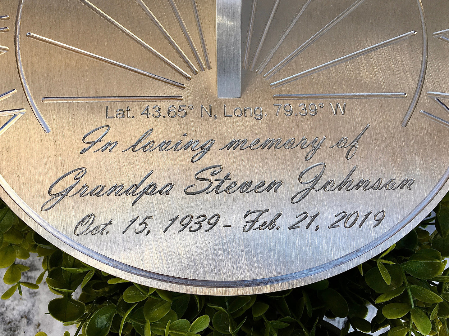 Loss of Loved One Custom Engraved Sundial, Memorial Plaque