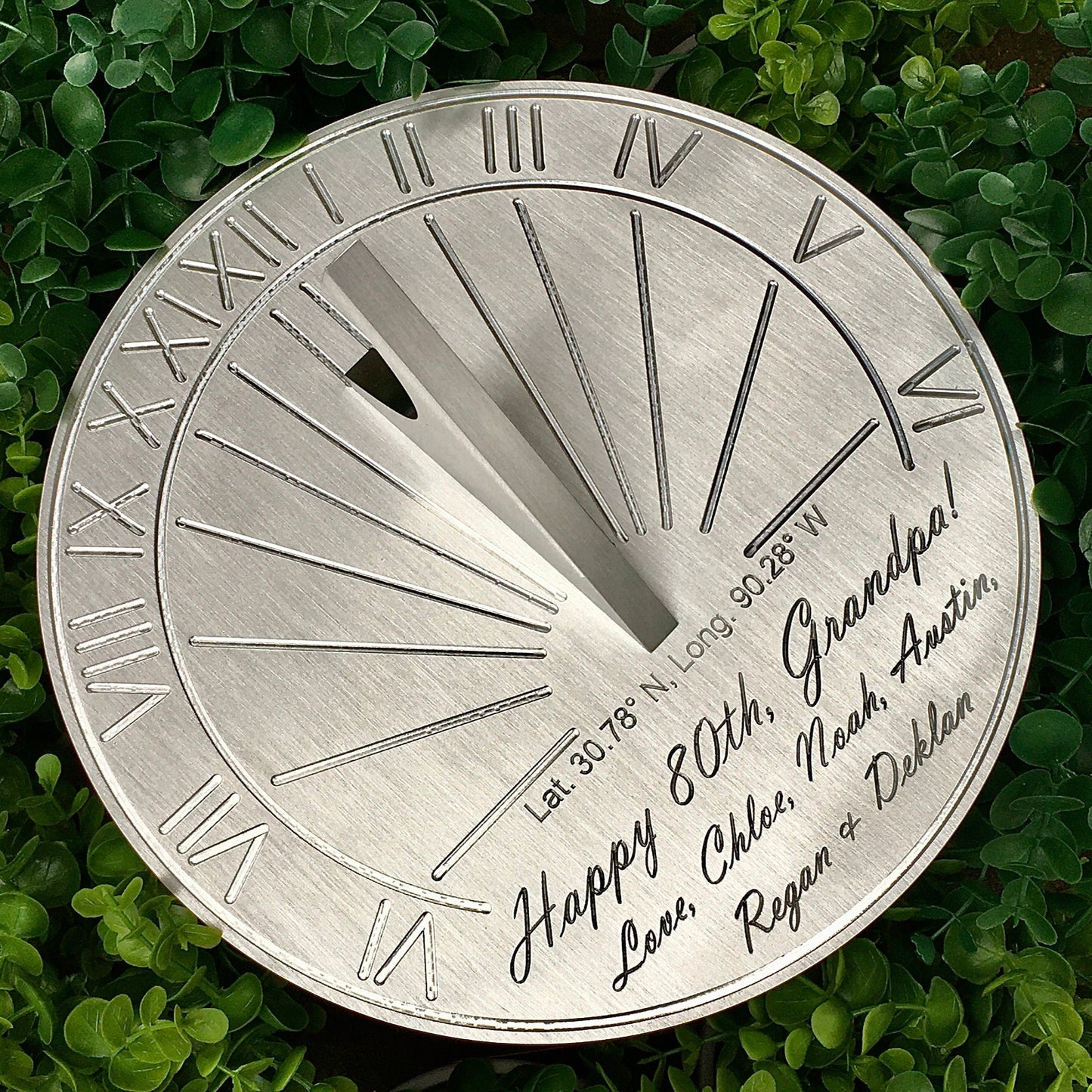 Custom 80th Birthday Engraved Sundial Gift