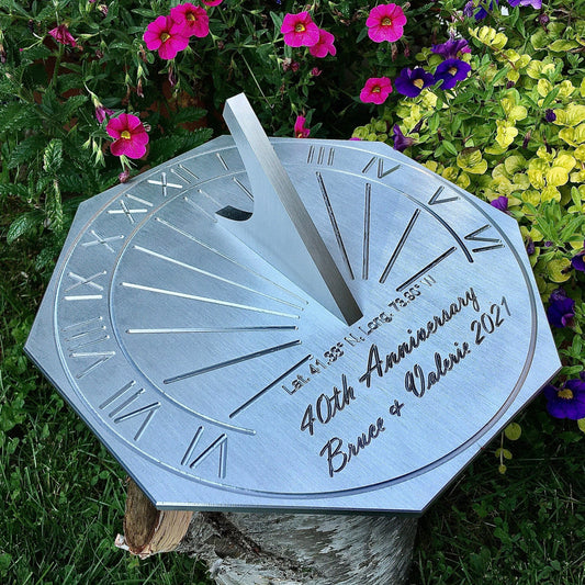 Custom 40th Wedding Anniversary Engraved Octagonal Sundial Gift