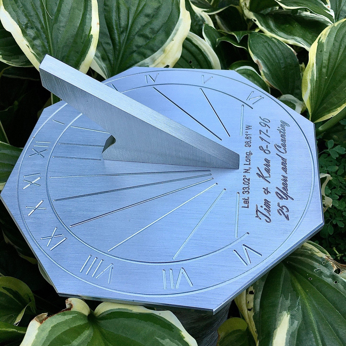 Custom 25th Wedding Anniversary Engraved Sundial Gift