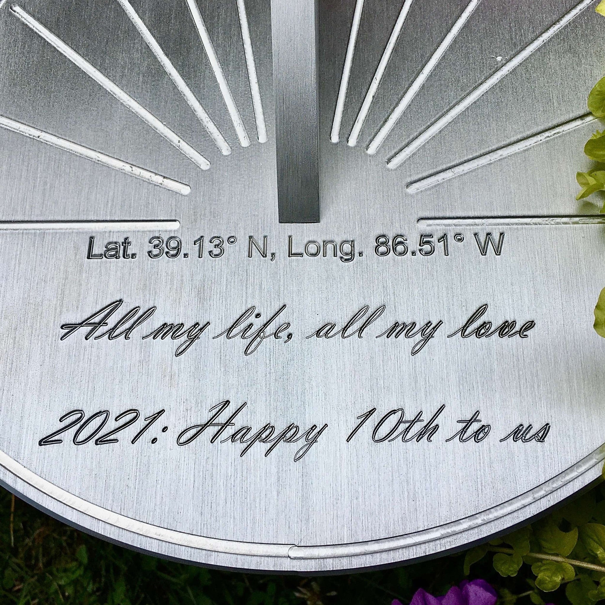 10 year anniversary gift tin, and a 10 year anniversary gift for him tin aluminum. Beautifully engraved and hand crafted just for you. Look now further for 10 year anniversary tin or aluminum gift ideas. 