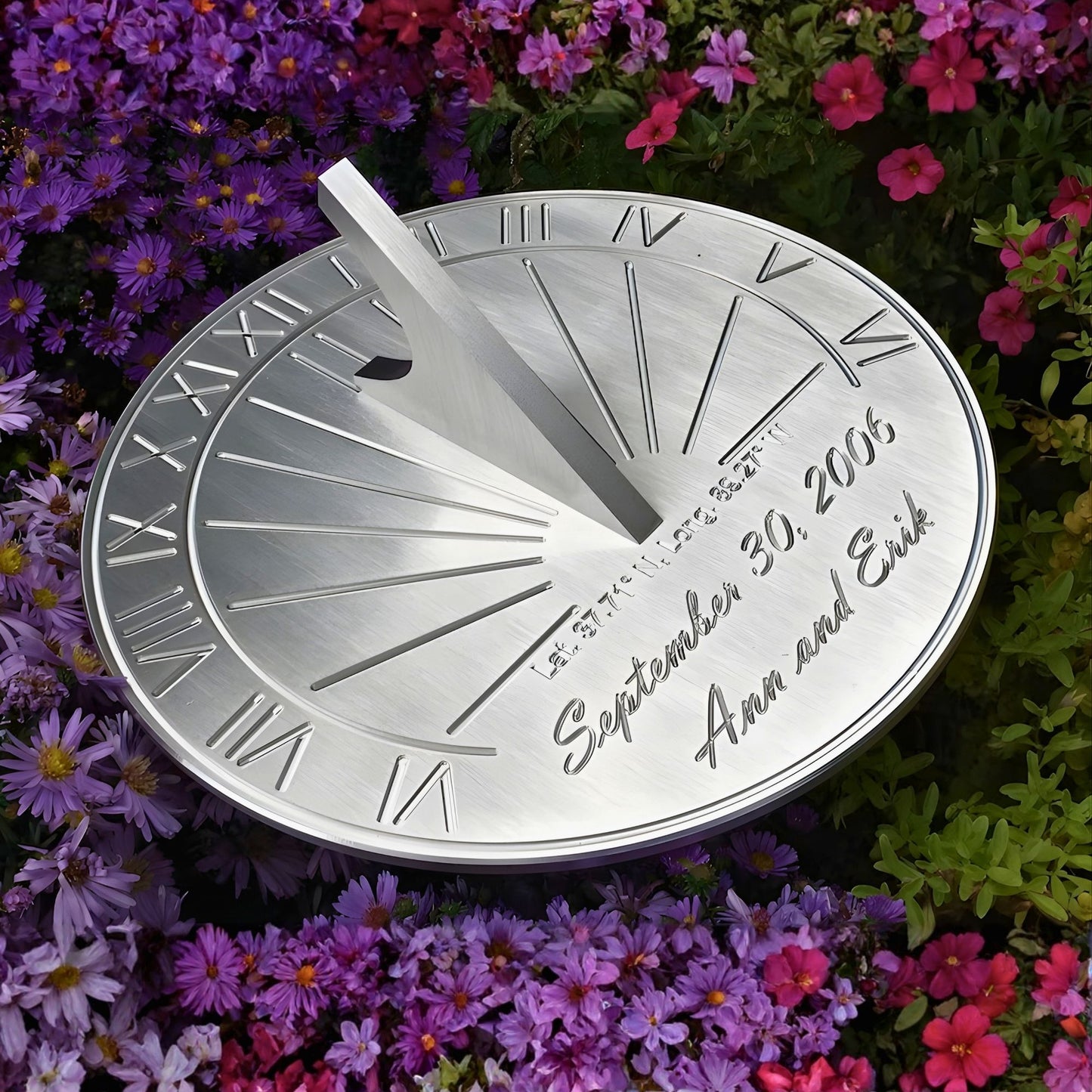 15th wedding anniversary gifts for her sundial in flower garden, making beautiful 15th wedding anniversary crystal gifts. 