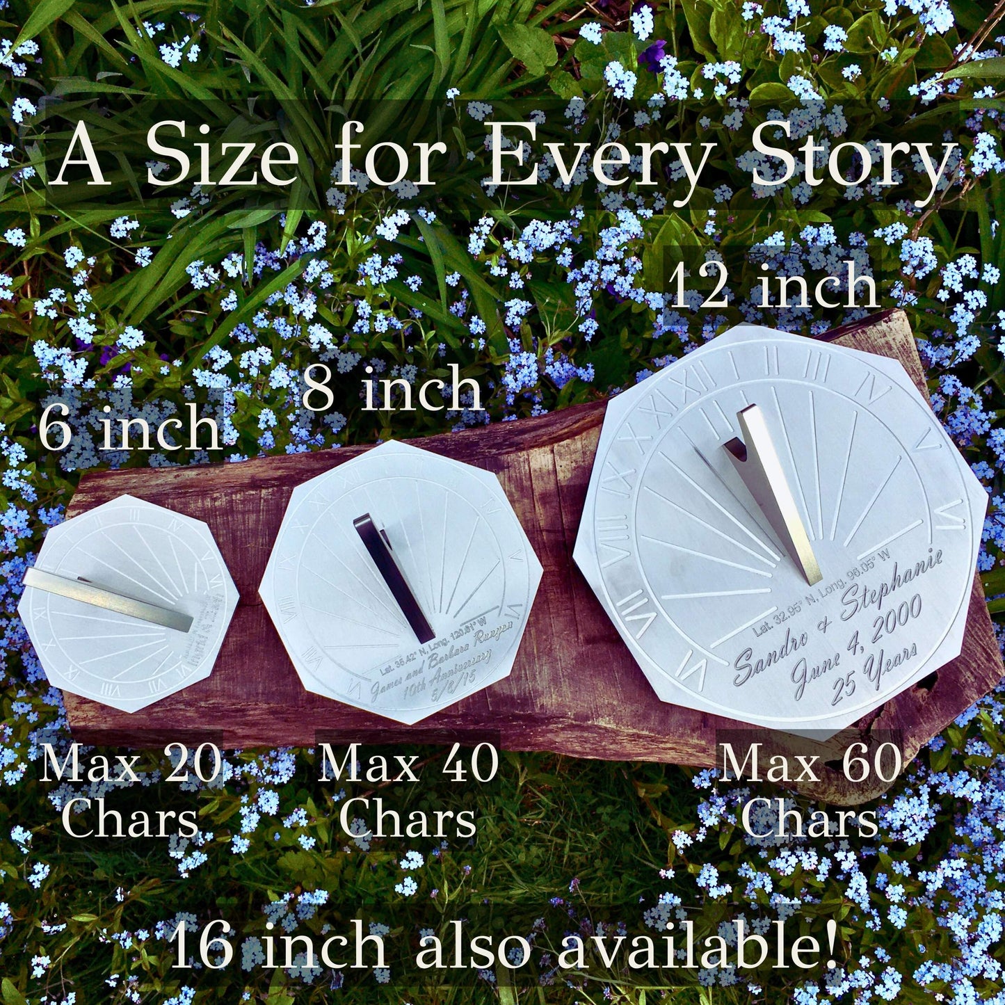 Custom 25th Wedding Anniversary Engraved Sundial Gift