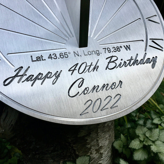 Custom 40th Birthday Engraved Sundial Gift