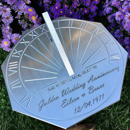 Custom 50th Wedding Anniversary Engraved Octagonal Sundial Gift