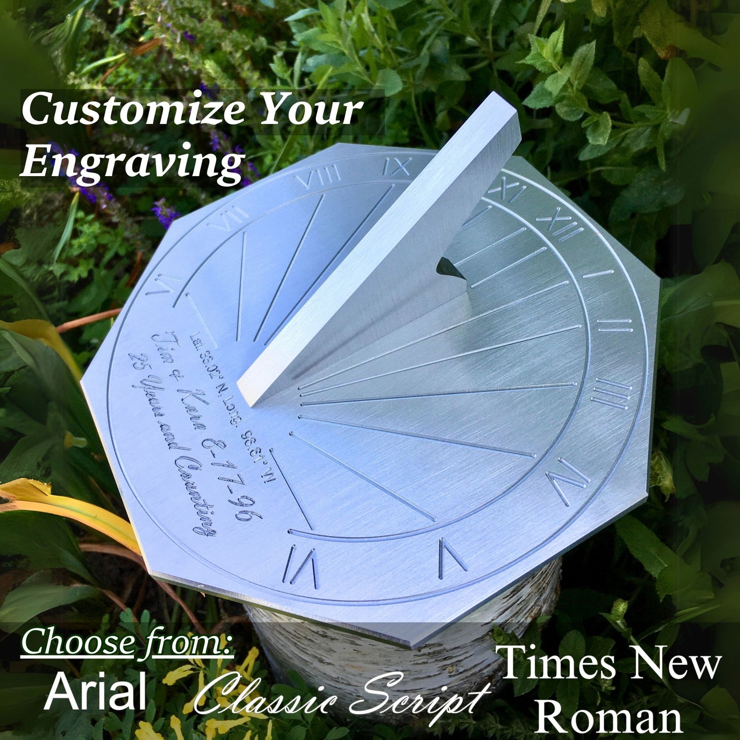 Custom 25th Wedding Anniversary Engraved Sundial Gift