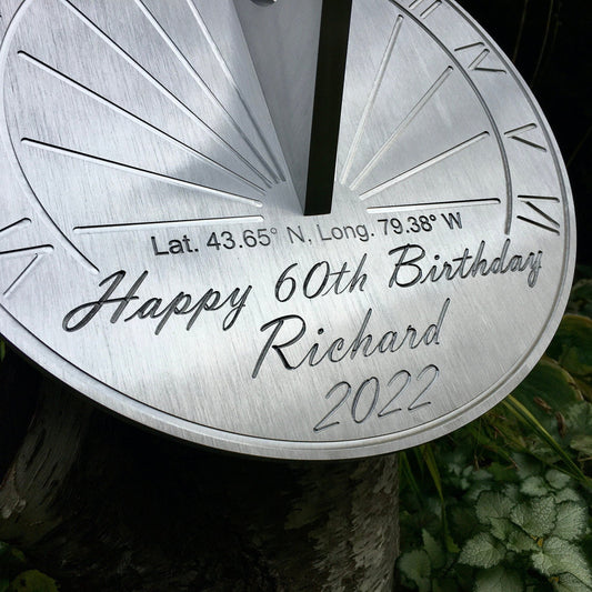 Custom 60th Birthday Engraved Sundial Gift