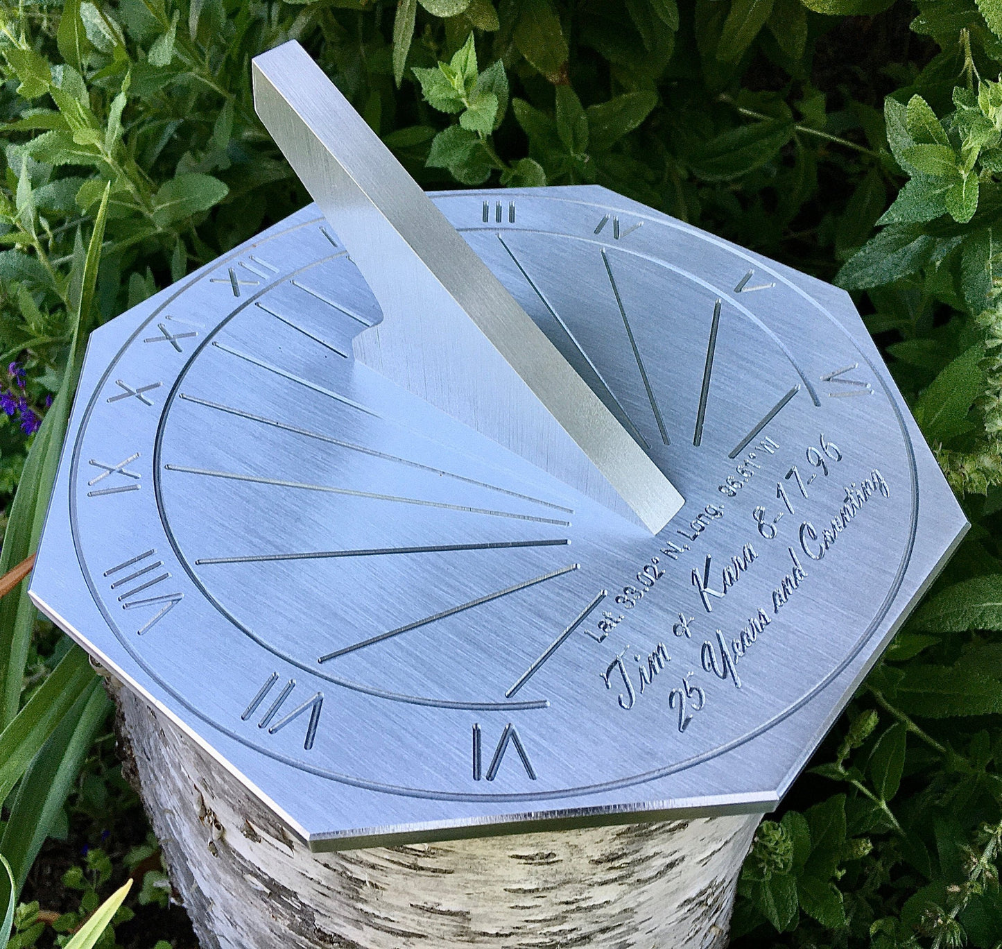 Custom 25th Wedding Anniversary Engraved Sundial Gift