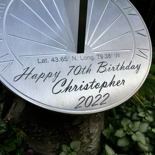 Custom 70th Birthday Engraved Sundial Gift