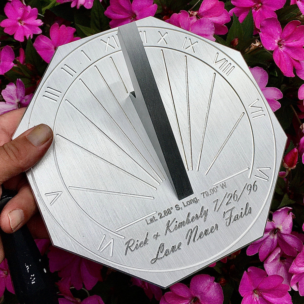Custom Engraved Unique Octagonal Sundial – Apollo Sundials