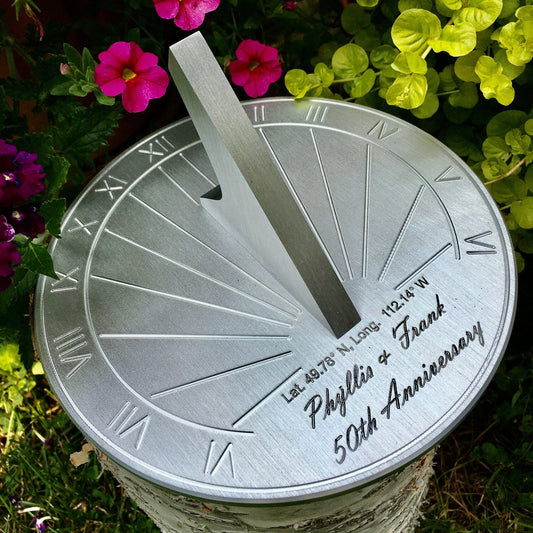Custom 50th Wedding Anniversary Engraved Sundial Gift