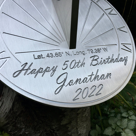 Custom 50th Birthday Engraved Sundial Gift