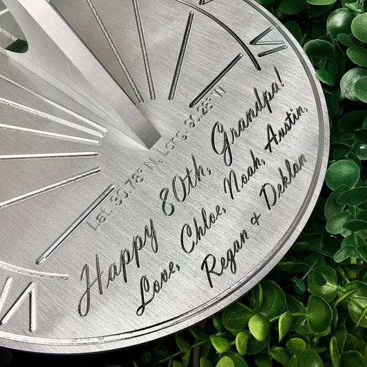 Custom 80th Birthday Engraved Sundial Gift
