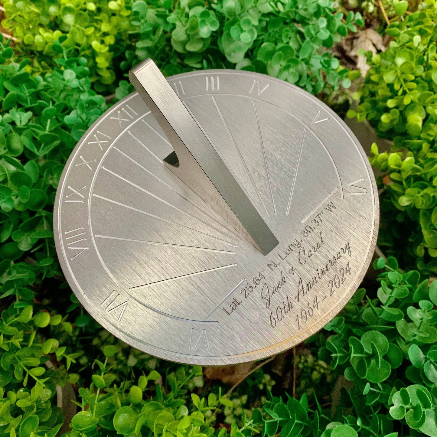 60th wedding anniversary gift ideas for aunt and uncle sundial displayed in garden as high quality diamond wedding presents. 